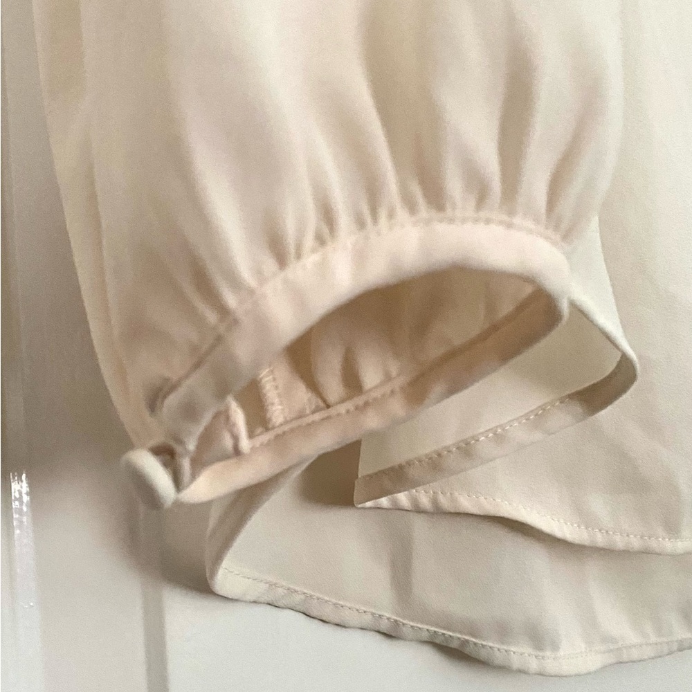 J. Crew Cream Blouse with Black Accents and tassel - Picture 6 of 10